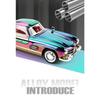 Classic 1/32 Benz 300SL Electroplated Version Alloy Diecast Metal Model Sound Light Pull Back Toy Miniatures Vehicle Ornament Gifts