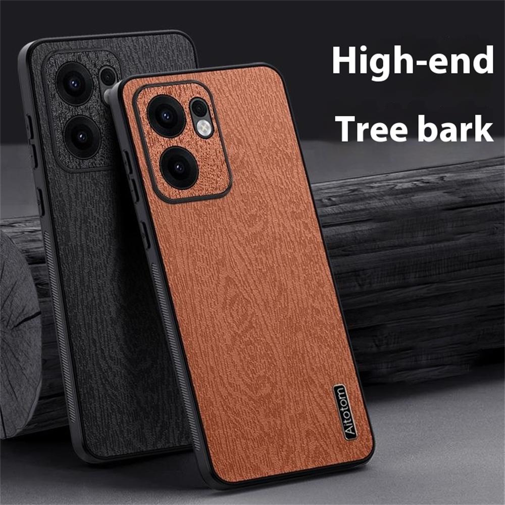 Dla Oppo Reno13 F 5G (Reno 13 FS 5G)/Etui 4G Tekstura Drewna Pokryte Skórą PU PC TPU Pokrowiec na Telefon