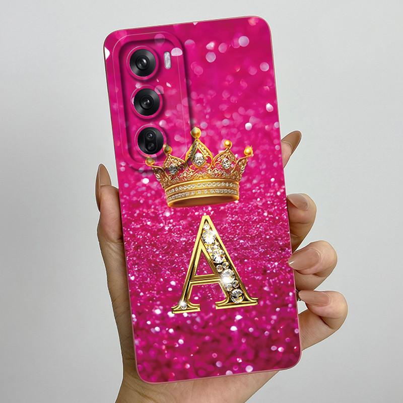 For OPPO Reno 12 Pro 5G Case Crown Letters Liquid Silicone Phone Cover For OPPO Reno12 Reno 12 12Pro Coque CPH2625 CPH2629 Funda