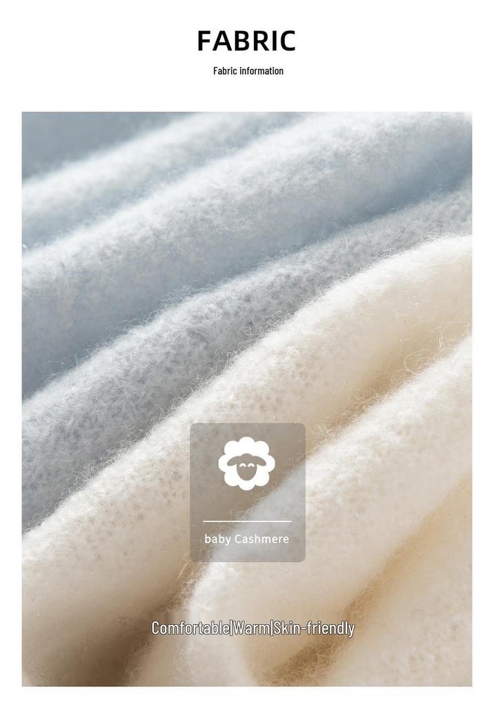 Women's Loose-Fit Cashmere Hooded Sweater - Winter 2026 New Arrival, Solid Color, Simple Style, Slimming Effect