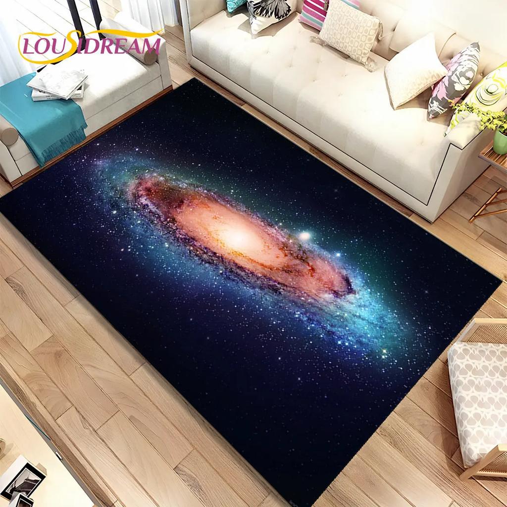 Galaxy Universe Space Stars Area Rug,Carpet Rug for Home Living Room Bedroom Sofa Doormat Decor,Kids play Non-slip Floor Mat HD