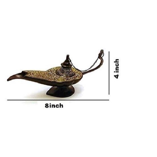 Hand Crafted Metal Brass Aladdin Chirag Lamp (Golden, 8 Inches)