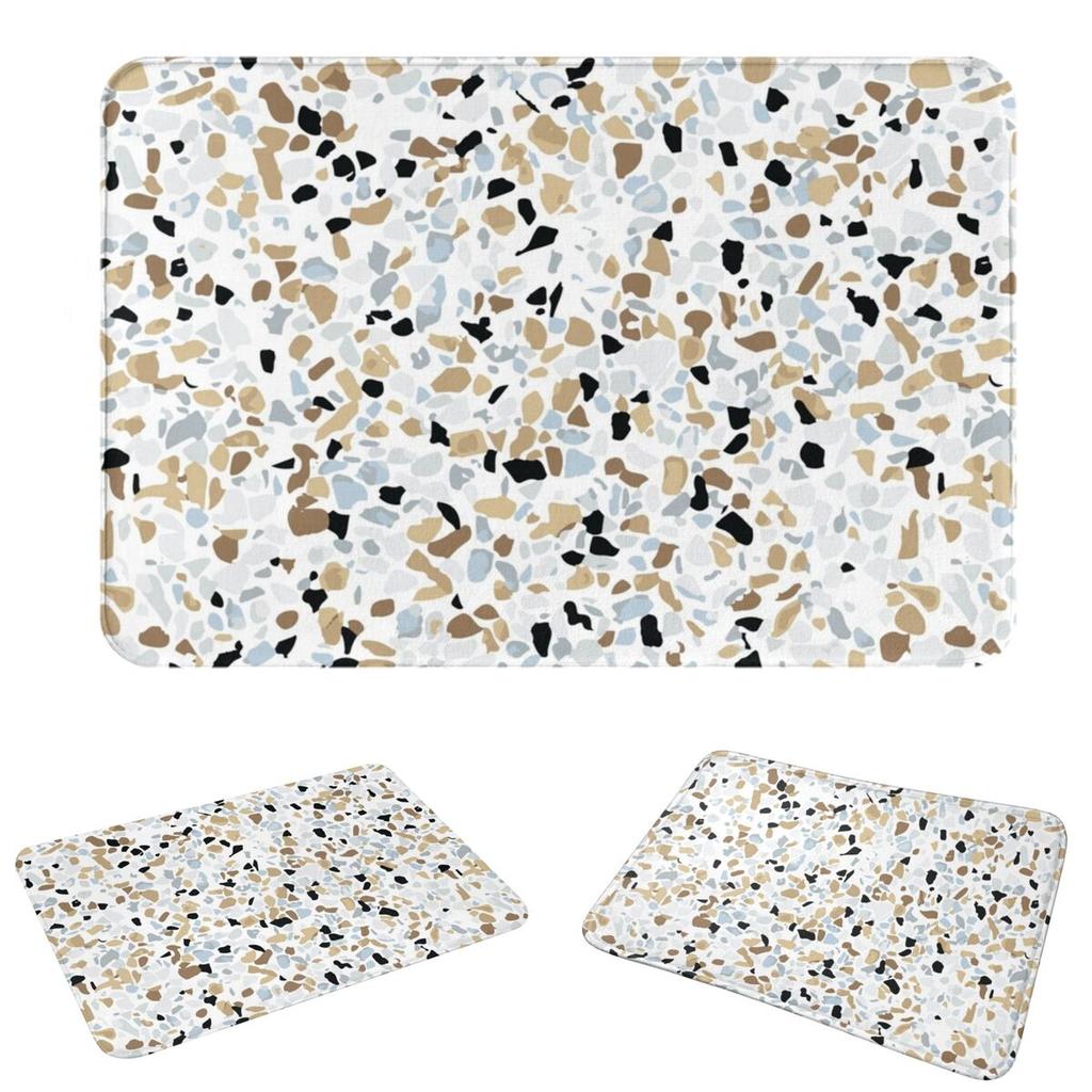 Seamless Terrazzo Stone Pattern Doormat Absorbent Mat Carpet Rug Kitchen Entrance Home Floor Mat for Bathroom Footpad Mats