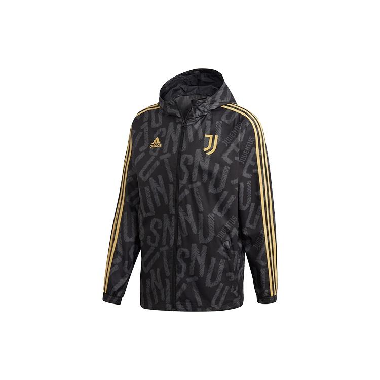 adidas JUVE WINDBREAKR Juventus Soccer/Football Sports Hooded Jacket Black Men s FR4220 M