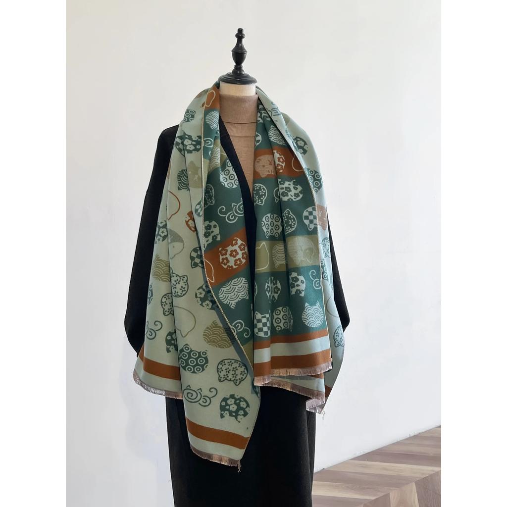 NEW Women Pashmina Scarves Fringe Wrap Winter Warm Fashion Brands Designer Cashmere Kitten two-sided Scarf Blanket Soft Shawls