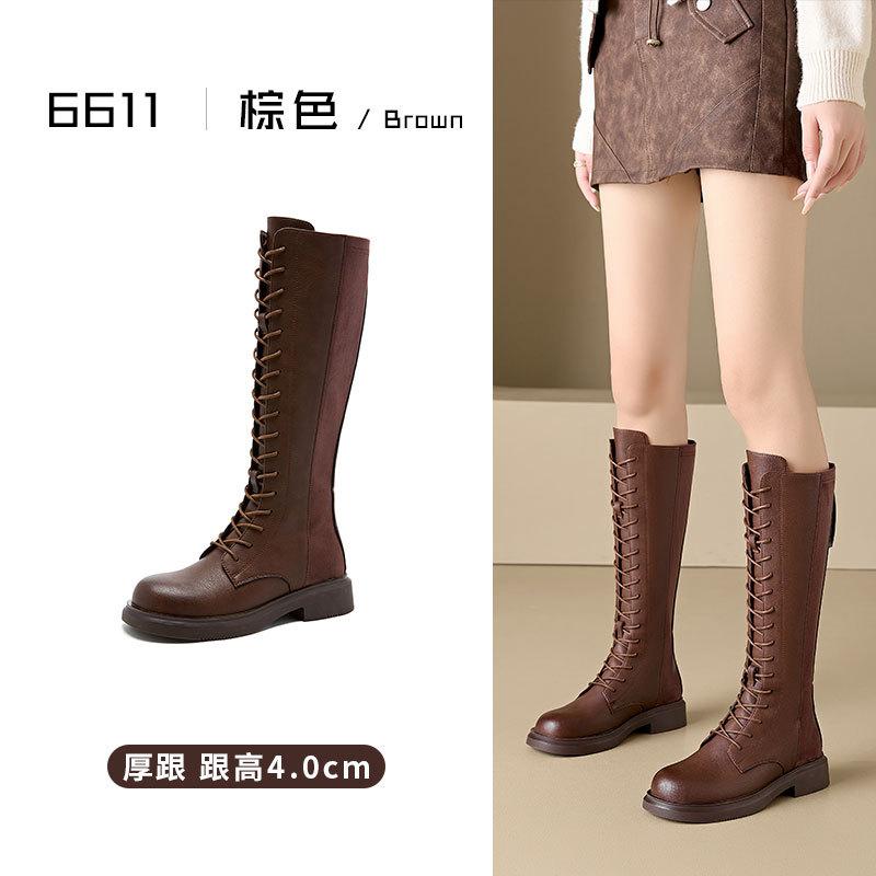 Fashion Versatile High Heel Knight Boots Large Size Black Skinny Martin Boots Women's thick-soled inner height increases but knee boots