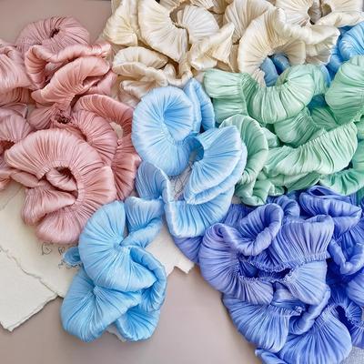 Mehrfarbige, weiche Kristallsatin-gepresste Rüschenspitze DIY Abendkleid Kragen Manschette Körperbesatz Puffrock hängendes Nähmaterial