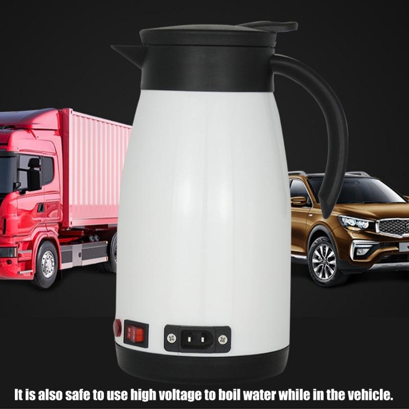 12V 24V Car Electric Kettle 680ml Fast Boil Heating Cup Heated Water Cup For Long Journeys Commuting Convenience