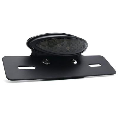 ONGMEIL Universal LED Slim Katzenaugen Rücklicht Kennzeichenleuchte Halterung Custom Motorradbremse Rote Linse (Rauch)