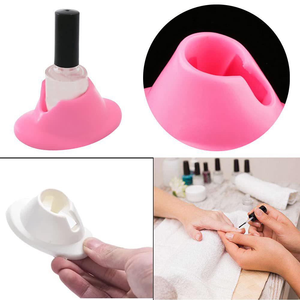 Nail Art Tools: Pink/White Nail Polish Holder & Bottle Base