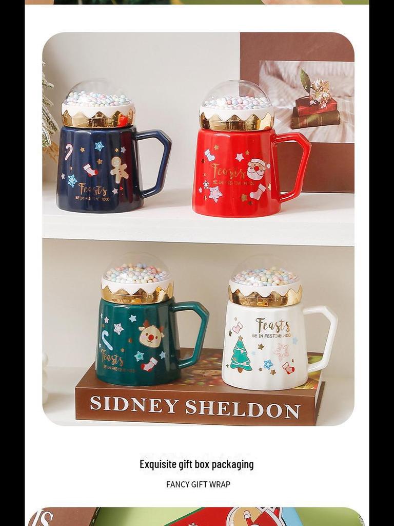 Creative Ceramic Christmas Mug with Lid: Perfect Holiday Gift Box
