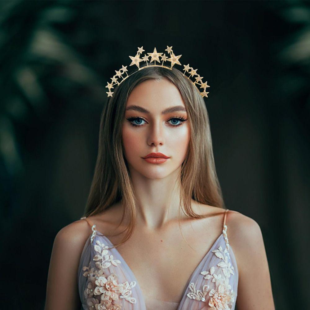 Alloy Rhinestone Star Headband Fashion Bride Headpiece New Star Halo Headband
