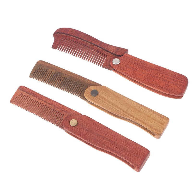 Herren Taschenkamm Klappbarer Holzkamm Bartkamm Sandelholz Haarkämme für Männer Perfekt zur Anwendung mit Bartbalsam