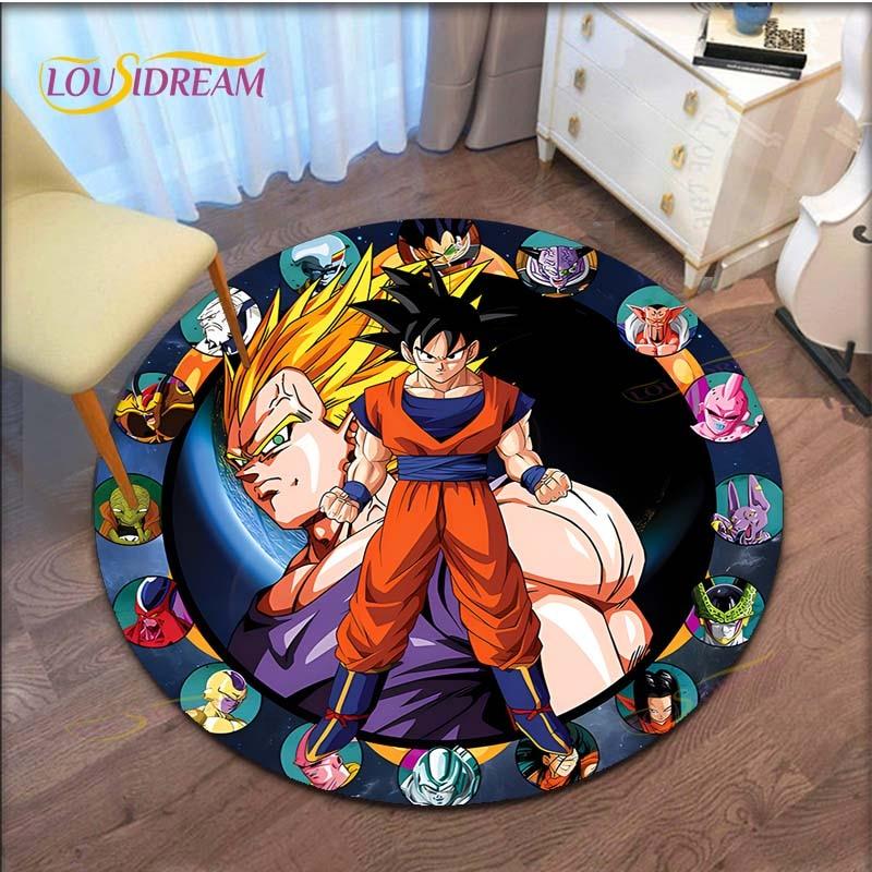 GOKU Carpet Cartoon Dragon Ball Non-slip Floormat Area Rug Round Play Mat for Playroom Kidsroom  Rugs for Bedroom