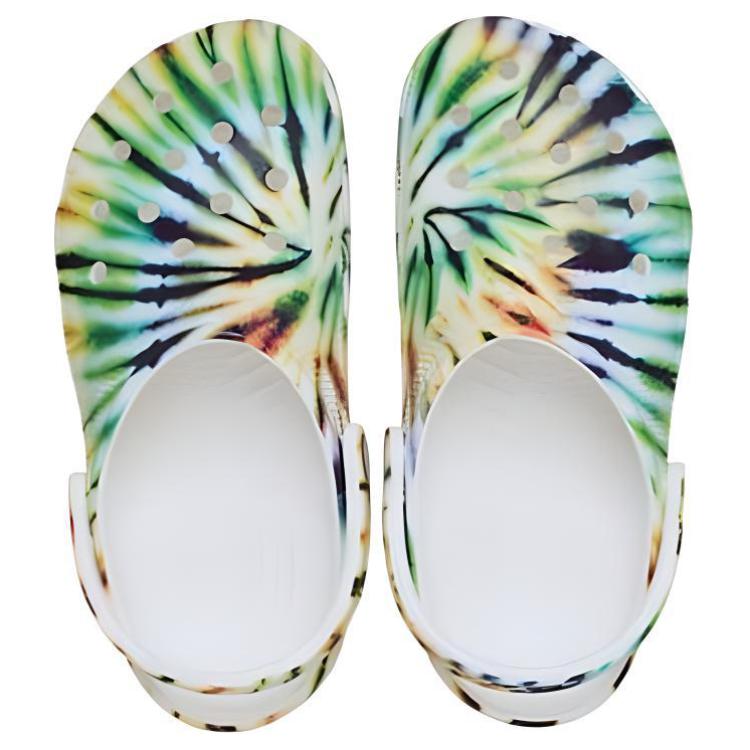 Crocs EVA Classic Tie Dye Clog Unisex Clogs Green White Yellow 211937-90H