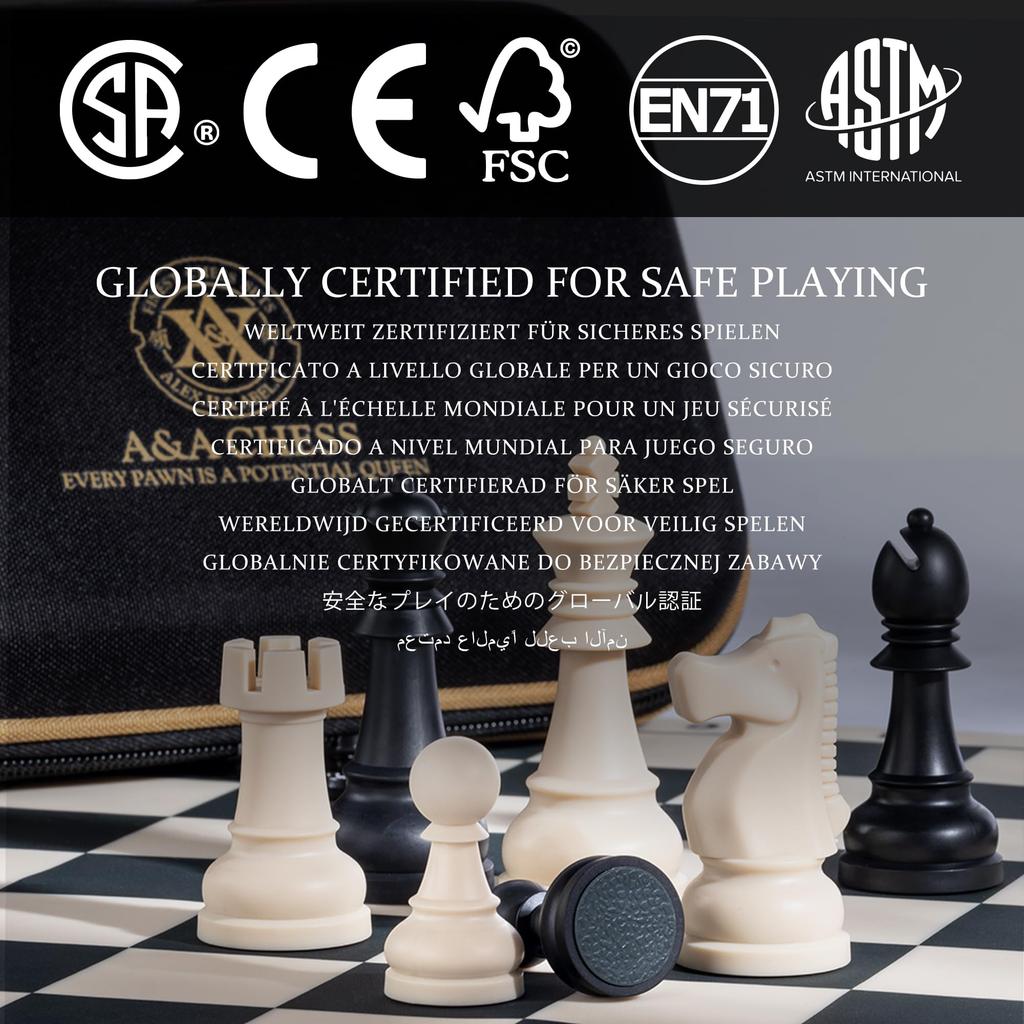 Travel Chess Set x Foldable Silicone Chess Board King Height Plastic Staunton Pieces Storage Bag A&A / 15" 15" / 3.25" /