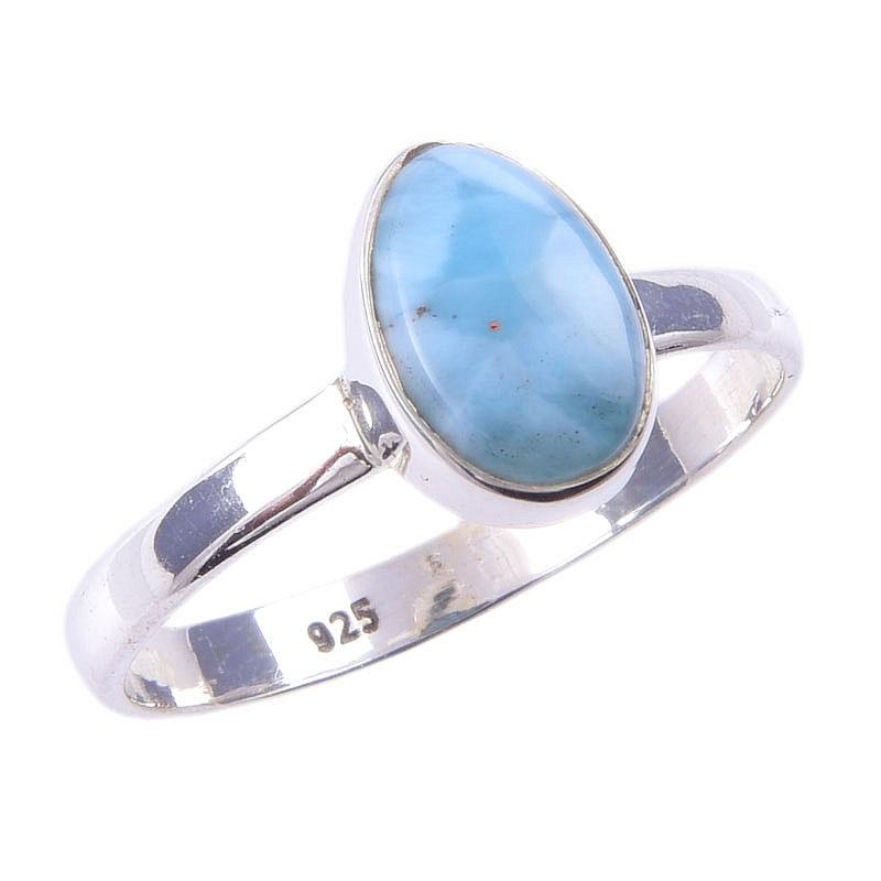 Natural Republic Larimar Gemstone 925 Solid Sterling Silver Gift Ring S.9 O6z16