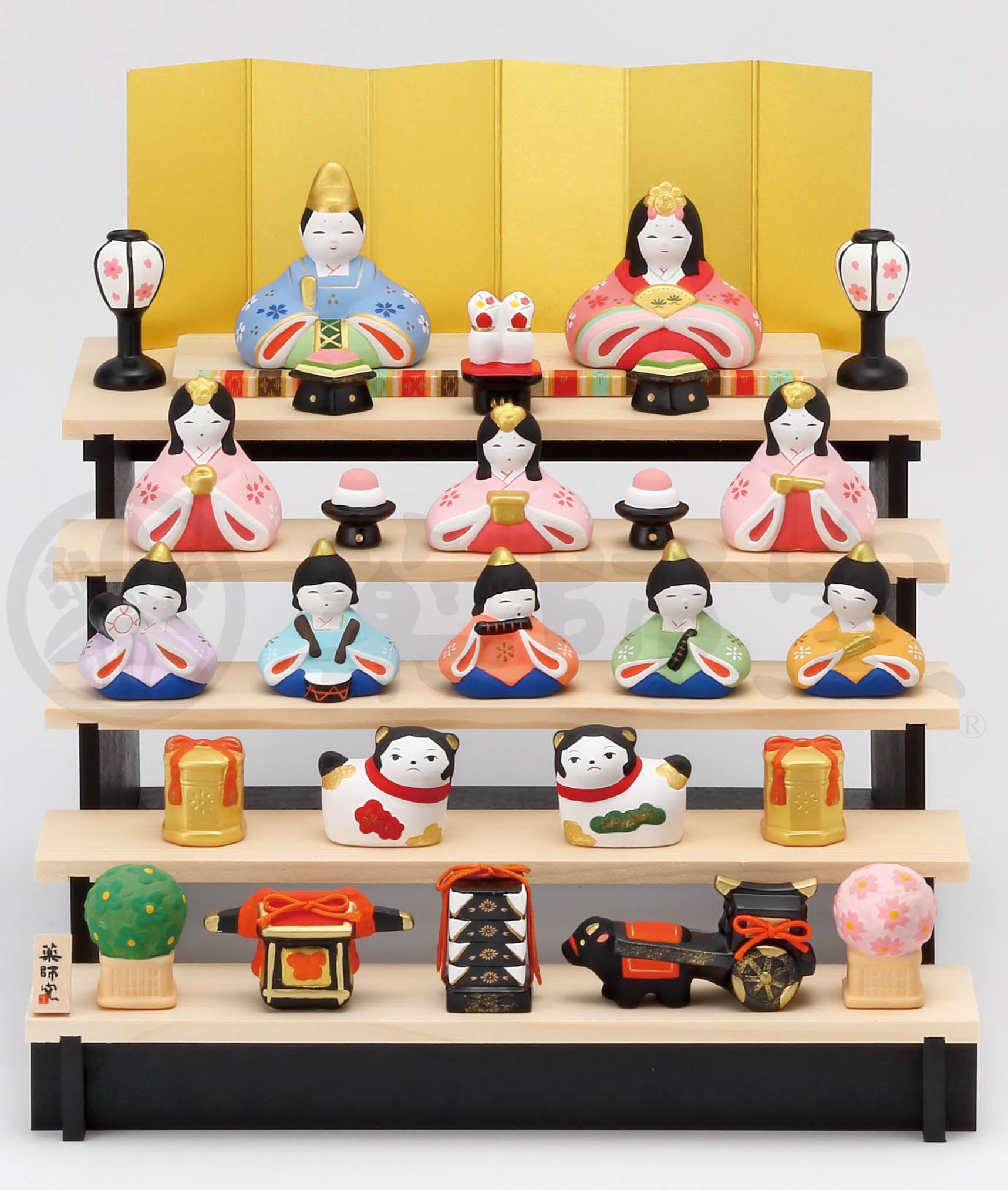 

Nishikisa Sakura Hina dolls 6cm for for Festival (assembled five-tier decoration) [Height men, 5.5cm women] Doll s