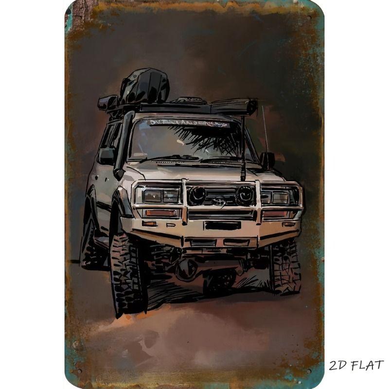Retro Car Metal Tin Sign Vintage Garage Wall Decor