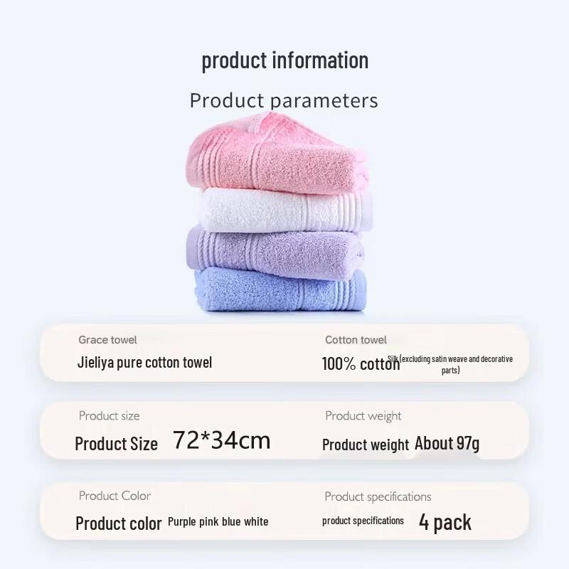 Grace Antibacterial Striped Cotton Towel 4-Pack