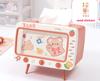 Cute Multifunction Tissue Box Holder Square for Home Kawaii Desktop Decor Tv Tissue Box Case Pink Phone Holder Storage Organizer