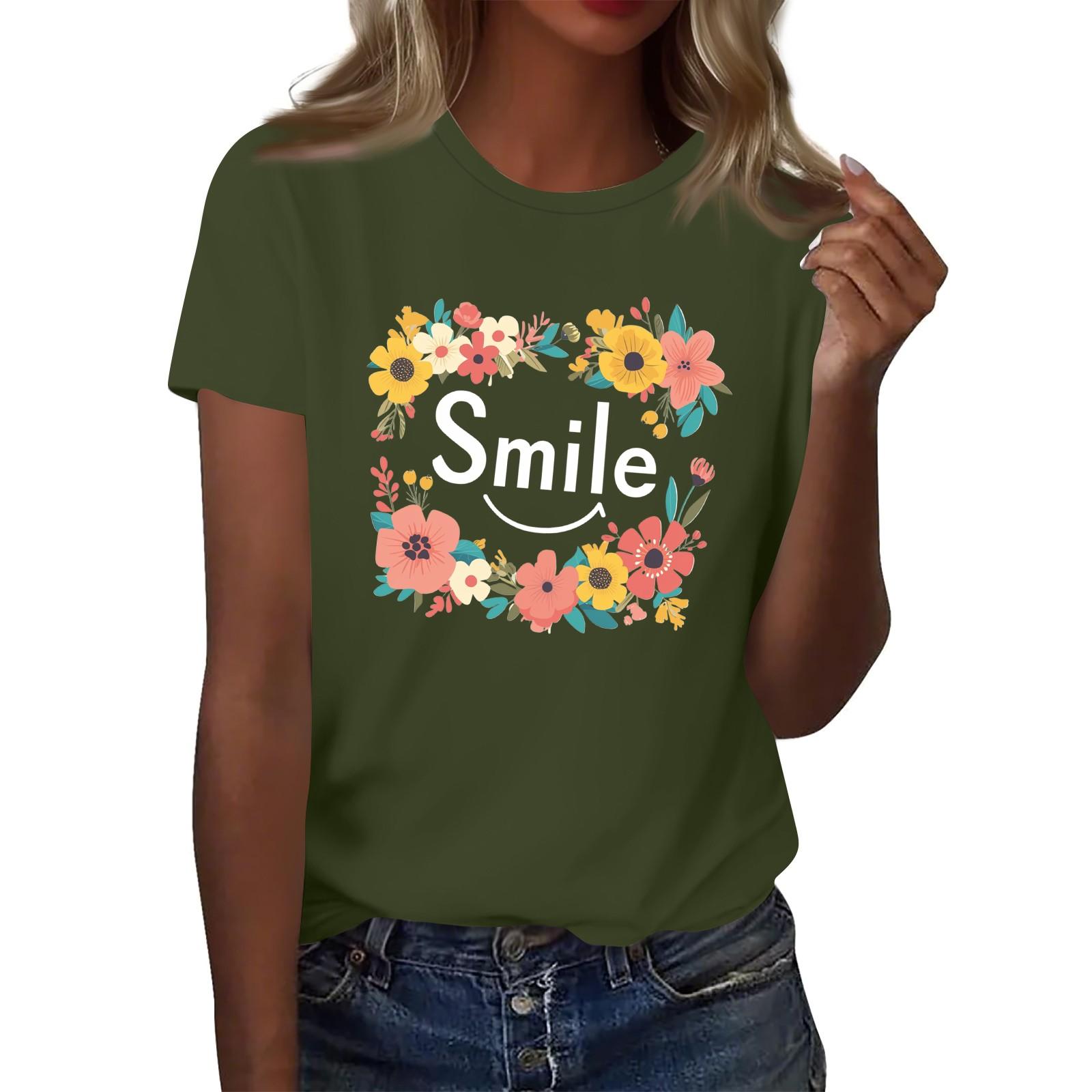 Женская футболка с круглым вырезом и коротким рукавом с принтом в виде буквы «улыбка» XXL фото