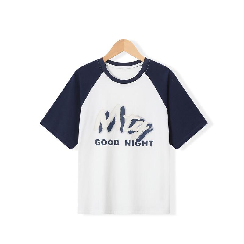 Mongtemore Girls  2026 Summer Color-Block Print T-Shirt 160