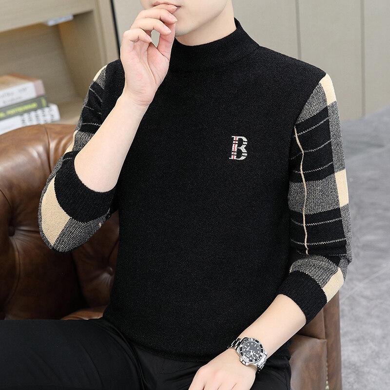 Hot Sale Winter New Fashion Thickened Semi-Turtleneck Men's Knitwear Thread