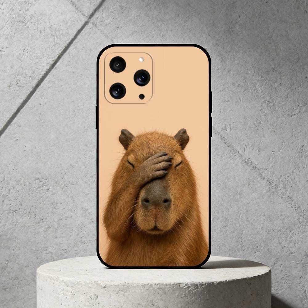 

C-Capibala Phone Case For iPhone 17,16,15,14,13,12,11 Plus,Pro Max,SE4Soft Silicone Black Cover iPhone15