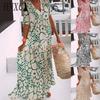 Women's Fashion Summer Spring 2/1 Sleeve V-Neck Casual Dresses