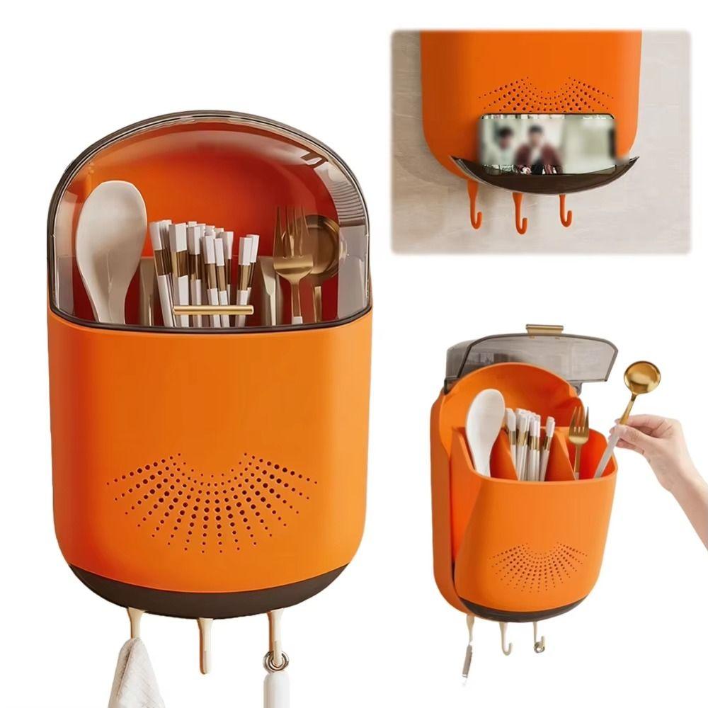 Draining Chopstick Storage Box Ventilated Kitchen Utensil Holder Wall-mounted Chopstick Cage  Spoon