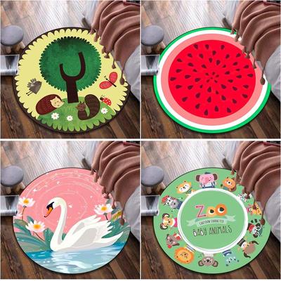 Cartoon Animal Circular Rug Office Decorative Carpet For Living Room Bedroom Door Mat Floor Carpet Computer Chair Area Rug