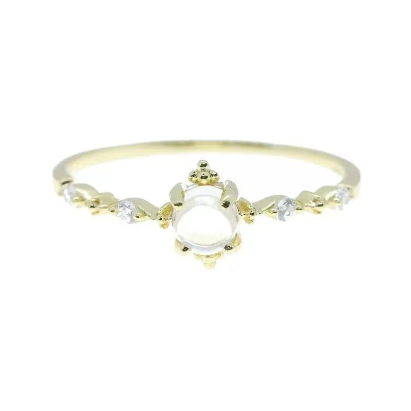 Fashion Moonstone Ring - Elegant and Luxurious Small-Scale Design with Exquisite Style - Open Style Finger Ring
