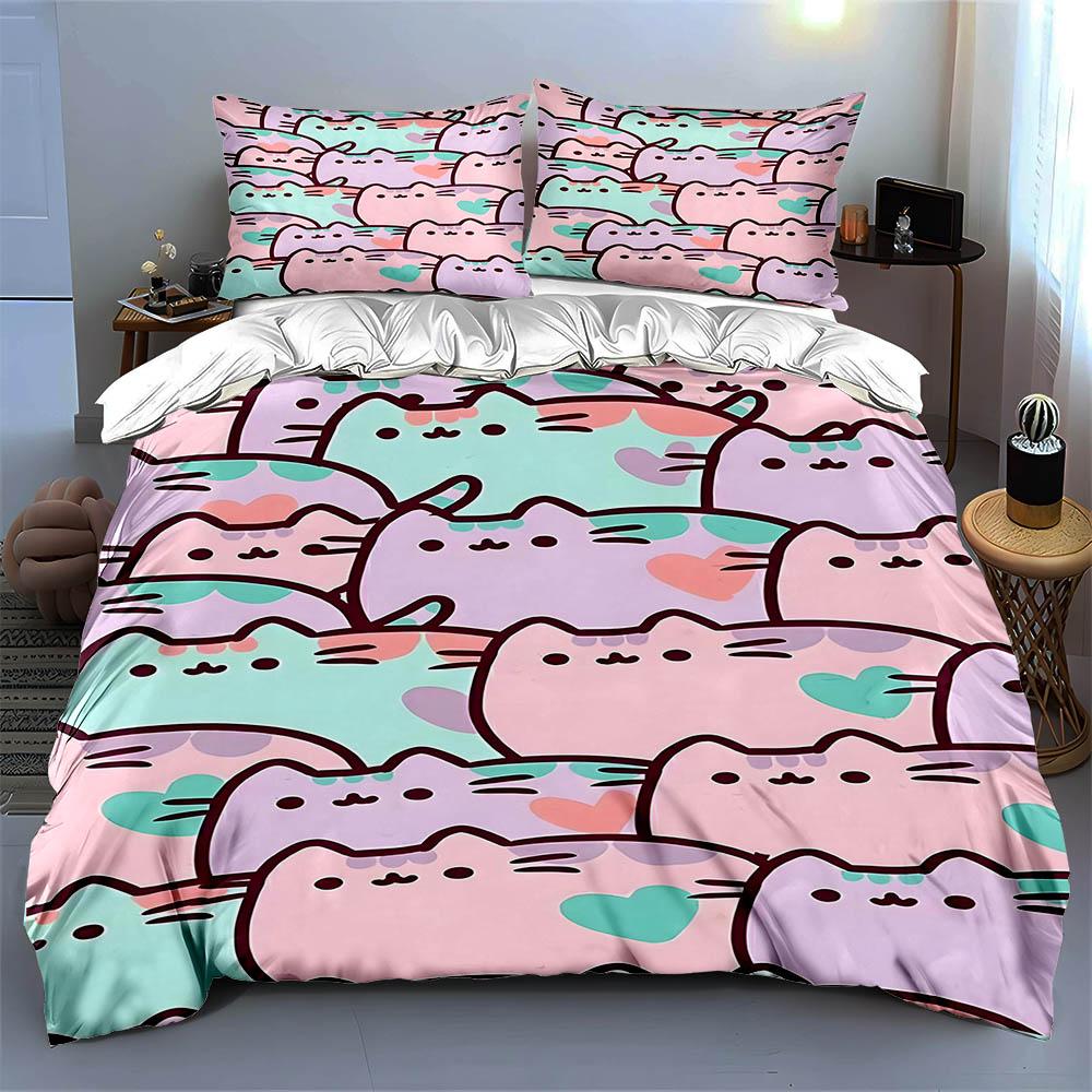 Pastel Cat Pattern. Bedding Duvet Cover Sets Duvet Covers Pillowcases Gifts (1 * Duvet Cover 2 * Pillowcases, Without Duvet Insert)