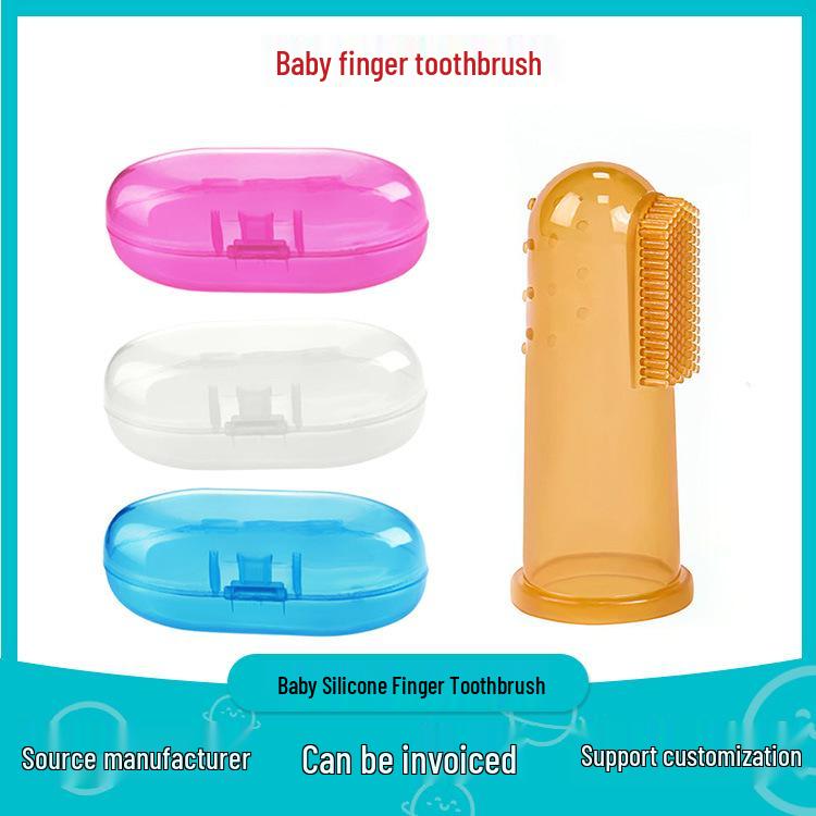 Mjuk Silikon Baby Finger Tandborste & Tungskrapa