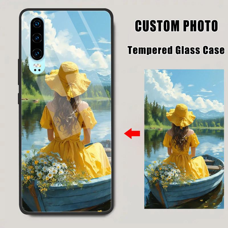 Custom Tempered Glass Case For Huawei Pura 80 P70 P60 P50 P40 P30 Pro Lite Mate 60 50 40 Nova12 11 Personalize Picture DIY Cover