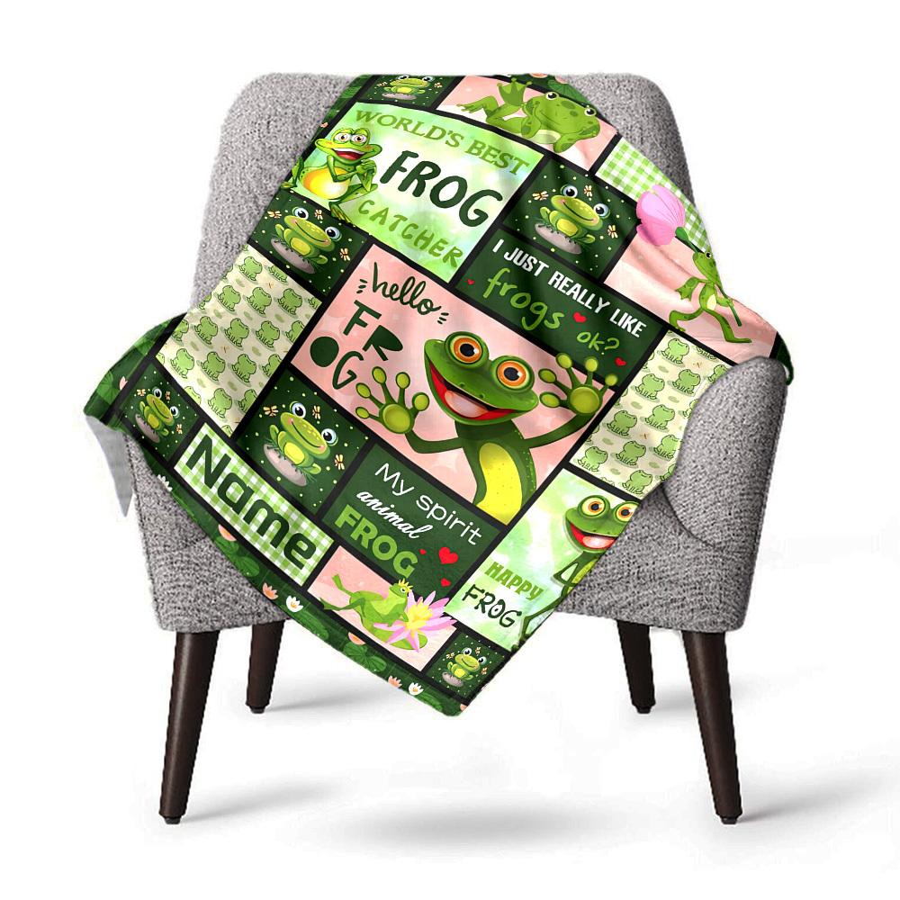 Frogthemed Home Customize Your Name Blankets Soft Cozy Lightweight Allseason Multipurpose Blanket For Picnics Sofas Offices Beds Living Rooms Suitable