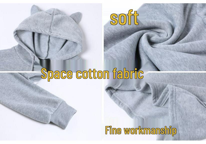 Fairy Tail Anime Cat Ear Cropped Hoodie for Girls