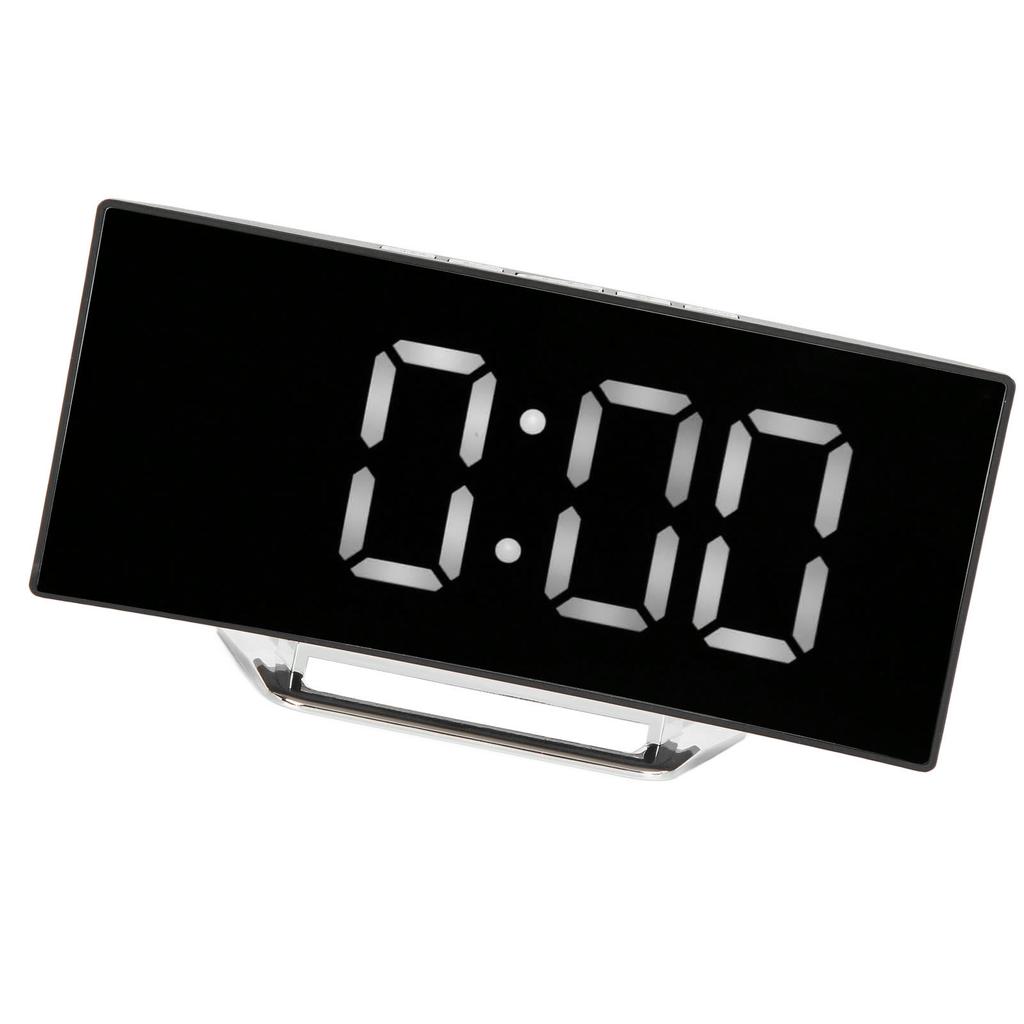 Digital Alarm Clock Mirror Smart Light Sensing Curved Screen LED Clock Digital Temperature Display Alarm Clock for Student