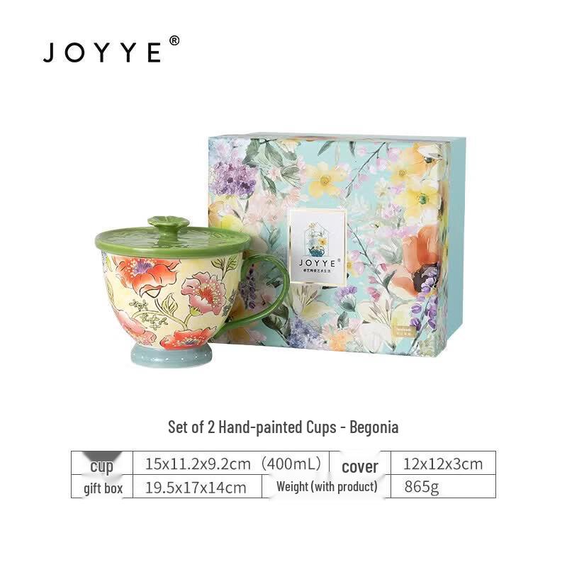 JOYYE Ceramic Mug with Lid - Twelve Flower Language Series