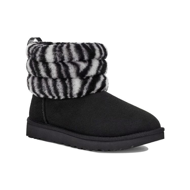UGG Fluff Mini Quilted Leopard Zebra Women's 1112439-BWHT