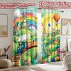 2D flat printing 2pcs Window Curtains Cute Train Rainbow Village Adventure Digital Printed Polyester Drapes Holiday Decorations