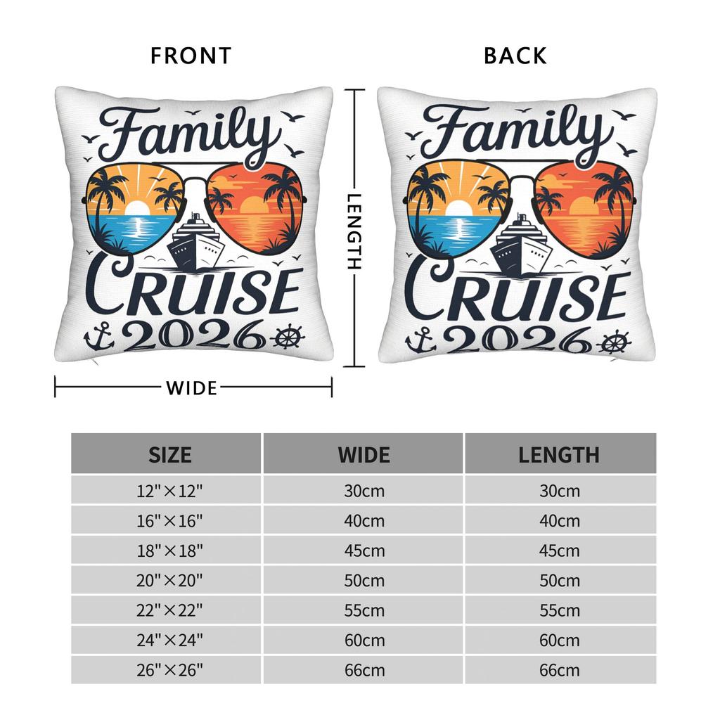 Family Cruise Pillow Case Soft Pillow Cover For Living Room Chair Cute Funny Cushion Cover