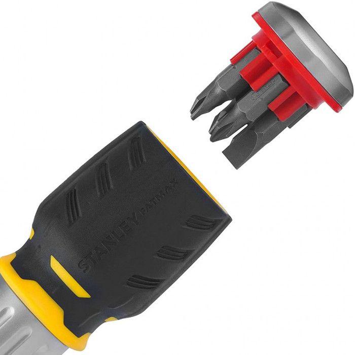 Tournevis à cliquet boule stanley - fatmax + 6 embouts ph, pz, fente - mécanisme 40 dents