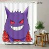 Pokmon Sword And Shield Bede & Allister With Chansey & Gengar Playful Prank Scene 2D Print Waterproof Shower Curtain, Clean Whi