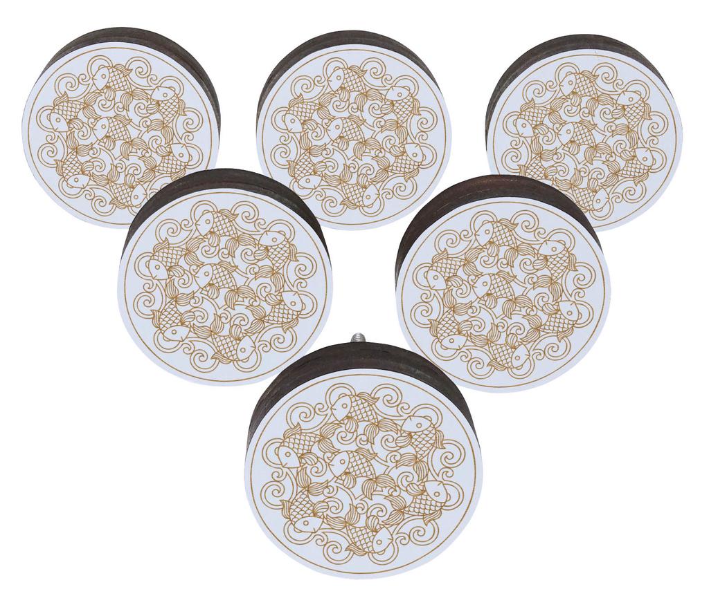 IBA Indianbeautifulart Braun Gravierte Knöpfe Packung mit 10 Hölzernen Schranktürknöpfen Schublade