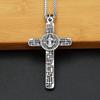 Vintage Catholic Jesus Cross Pendant Necklace Stainless Steel Fashion Saint Benedict Cross Necklace for Men Women Amulet Jewelry