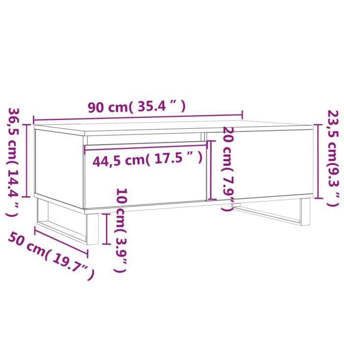 VidaXL Table basse Chêne marron 90x50x36,5 cm Bois d'ingénierie 830819