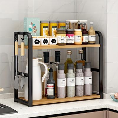 Stainless Steel Kitchen Storage Rack, Multi-Tier Spice Organizer Shelf for Countertop Cabinet, Space Saving