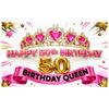 Birthday  Backdrop Gold Number Balloons Birthday Celebration Display 50th Celebration Banner Pink 50th Birthday Display